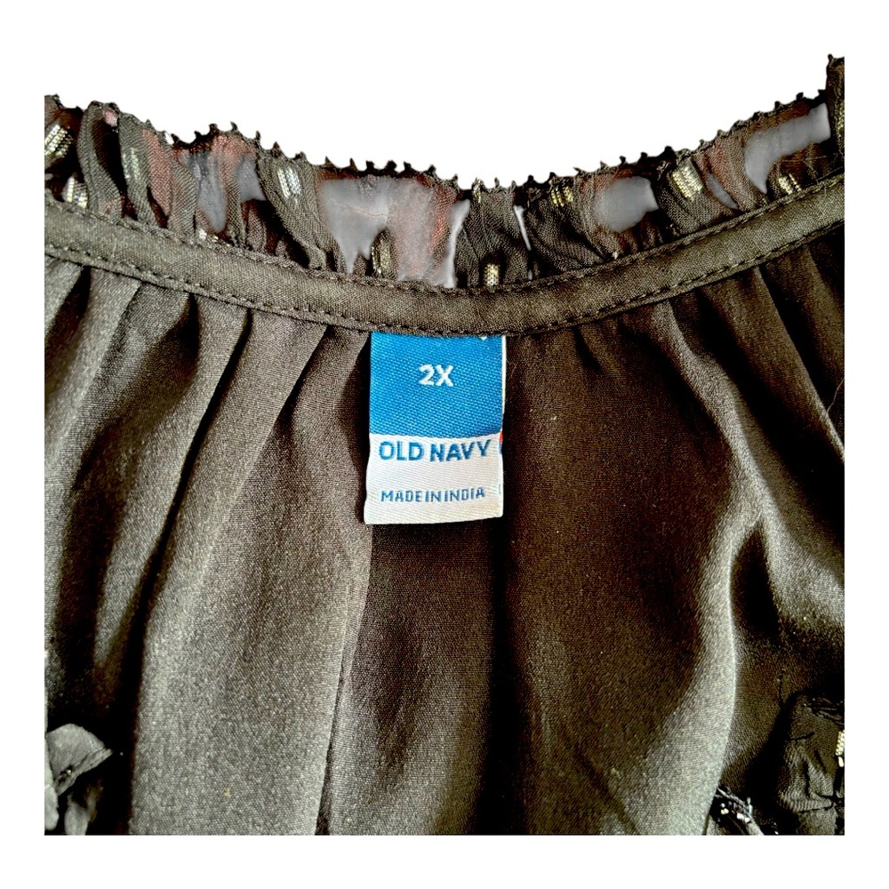Old Navy Women's Plus 2X Black and Silver Waist Defining Shine Mini Party Dress - Picture 4 of 11